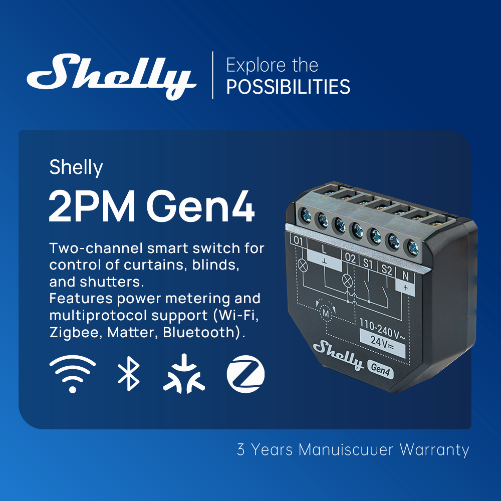 Shelly 2PM Gen4 Zigbee 2 Chann - đánh giá và giá Shelly Relay Module