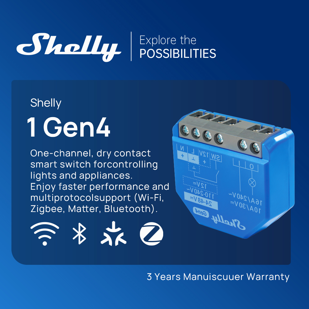 Shelly 1 Gen4 Zigbee Dry Conta - đánh giá và giá Shelly Relay Module