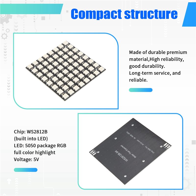 AT82-WS2812 LED 5050 RGB 8X8 L - đánh giá và giá Rgb Led Matrix 8X8