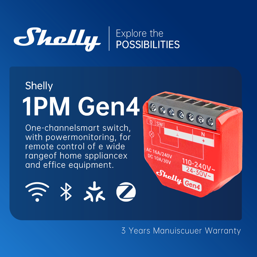 Shelly 1PM Gen4 Zigbee Disposi - đánh giá và giá Shelly Relay Module