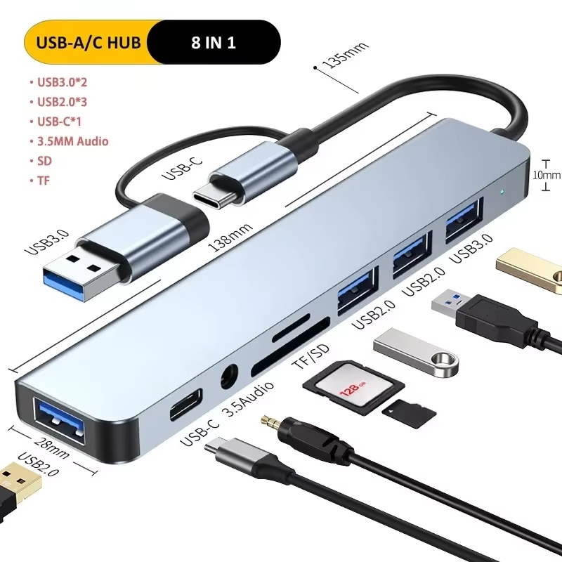 Type C Hub USB Splitter 8 In 1 - đánh giá và giá Home Assistant Sd