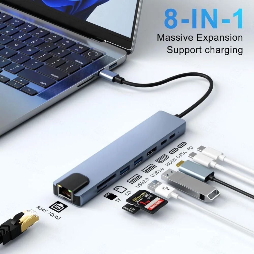 USB C Hub 8/7 in 1 4K HDMI Ada - đánh giá và giá Home Assistant Sd