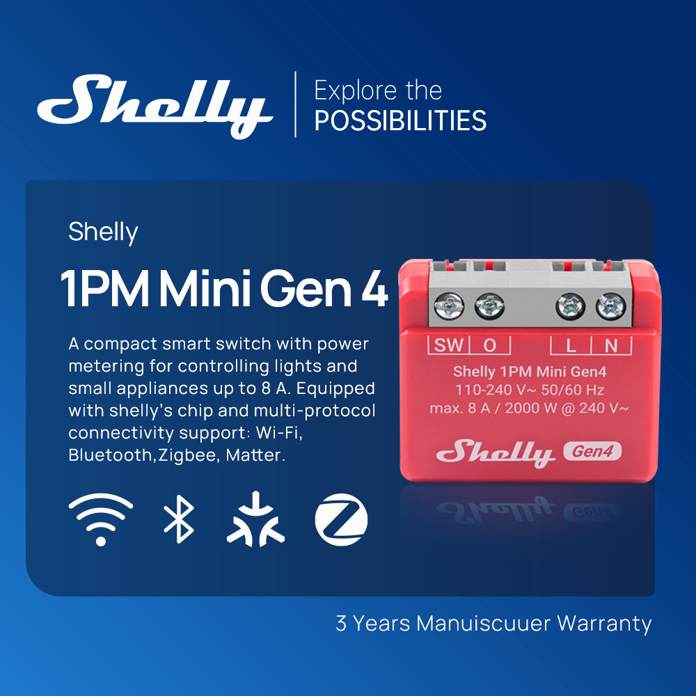 Shelly 1PM Mini Gen4 Zigbee Sm - đánh giá và giá Shelly Relay Module